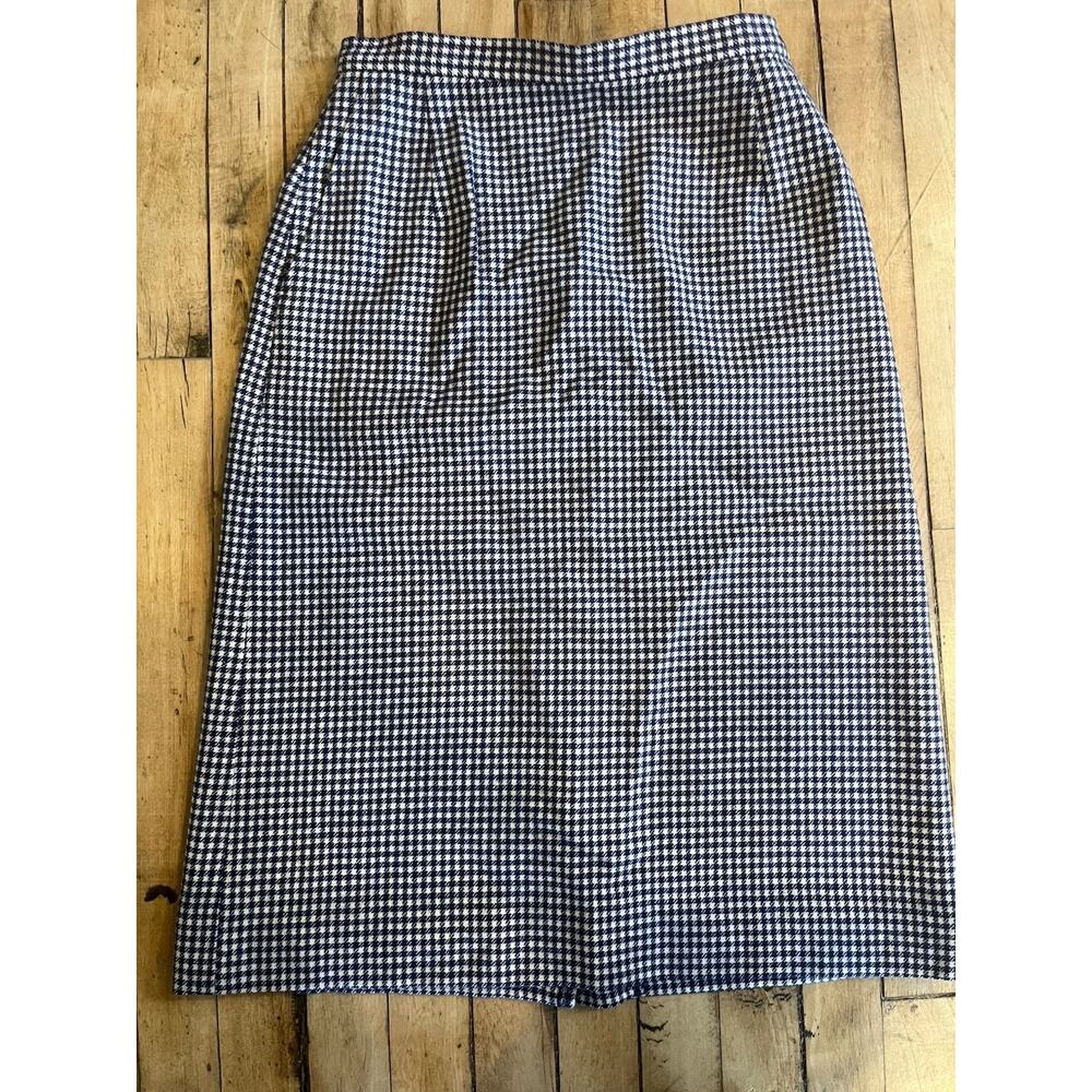 Vintage Pendleton Wool Skirt Houndstooth Purple Midi USA 100% Wool Size 26" / 6